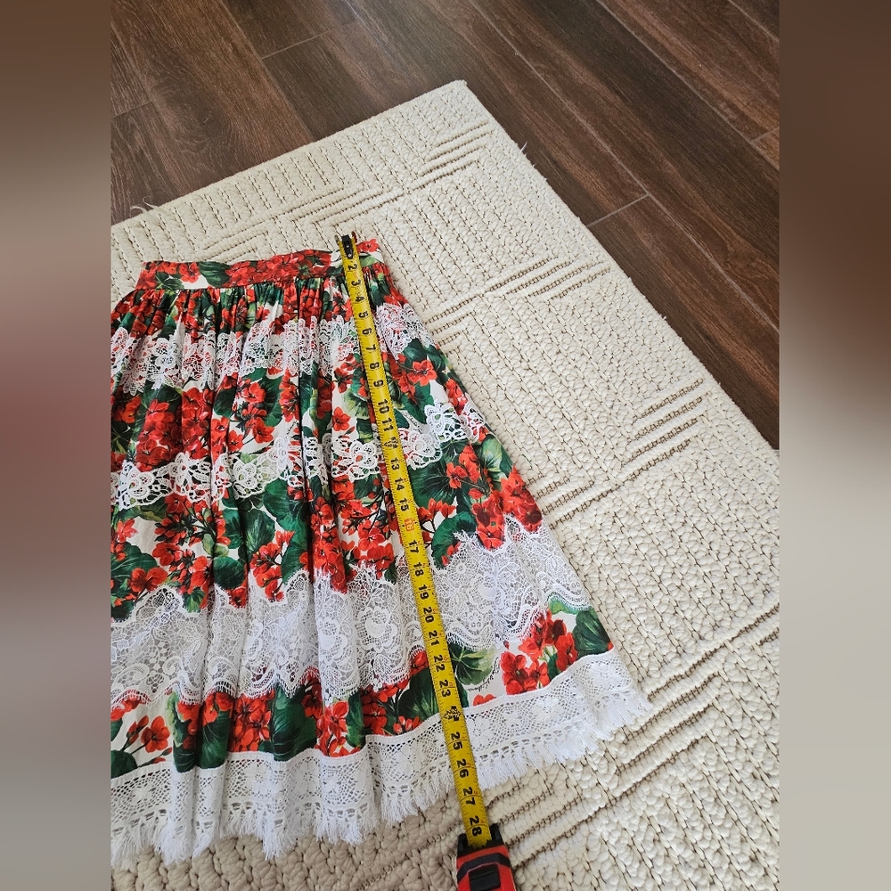 DOLCE & GABBANA Portofino Popli Geranium Floral Lace Skirt Sz 40/US 8 10 Medium - Picture 8 of 11